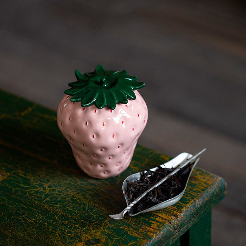 Strawberry ceramic jar