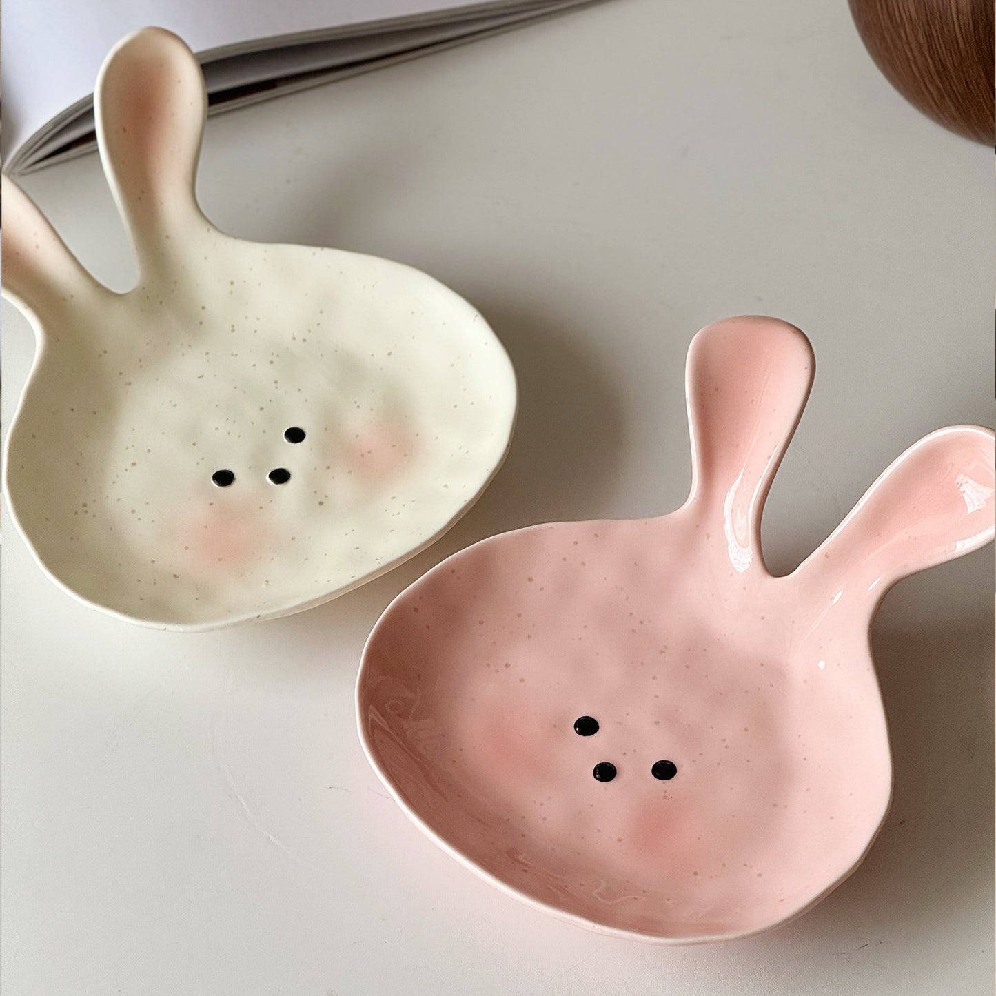 Handmade 3D rabbit mugs and plates