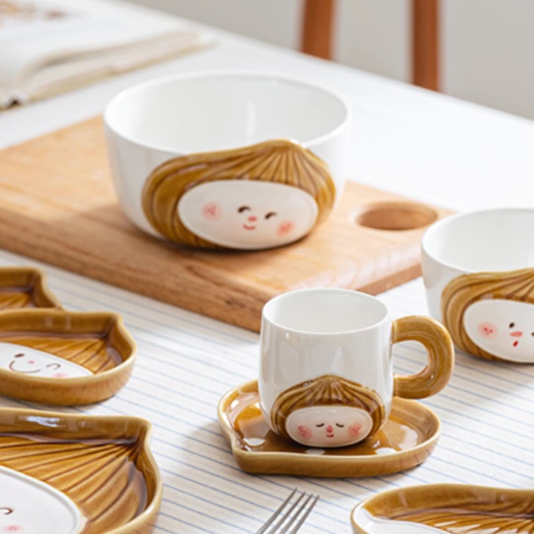 Smiling chestnut ceramic tableware