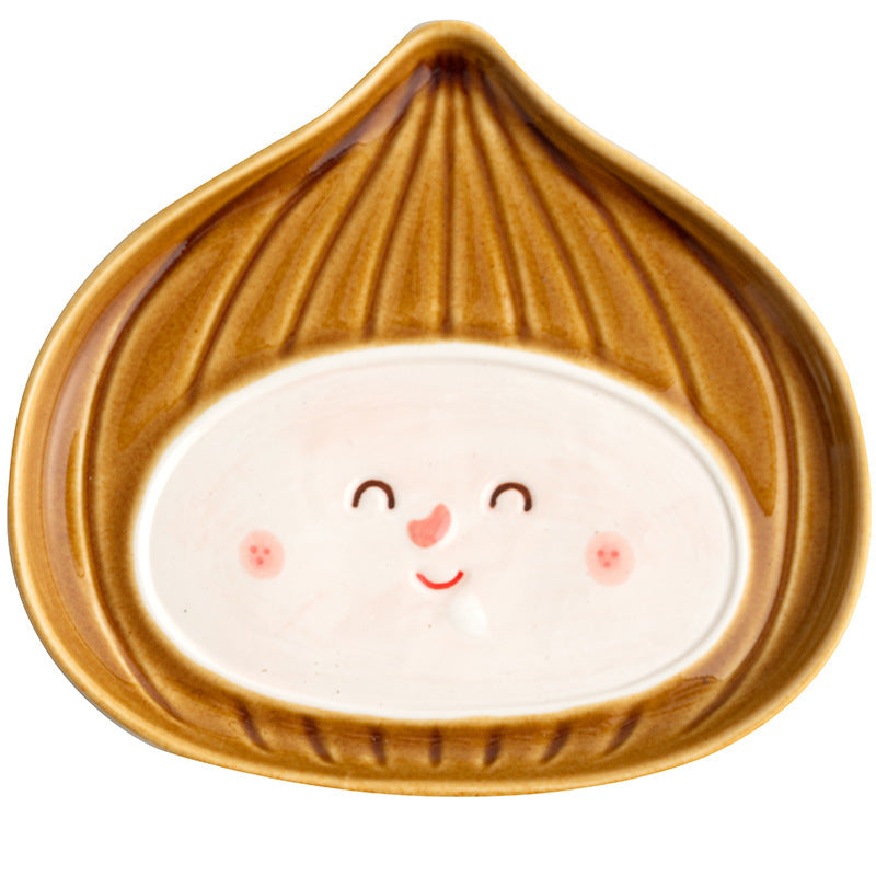 Smiling chestnut ceramic tableware