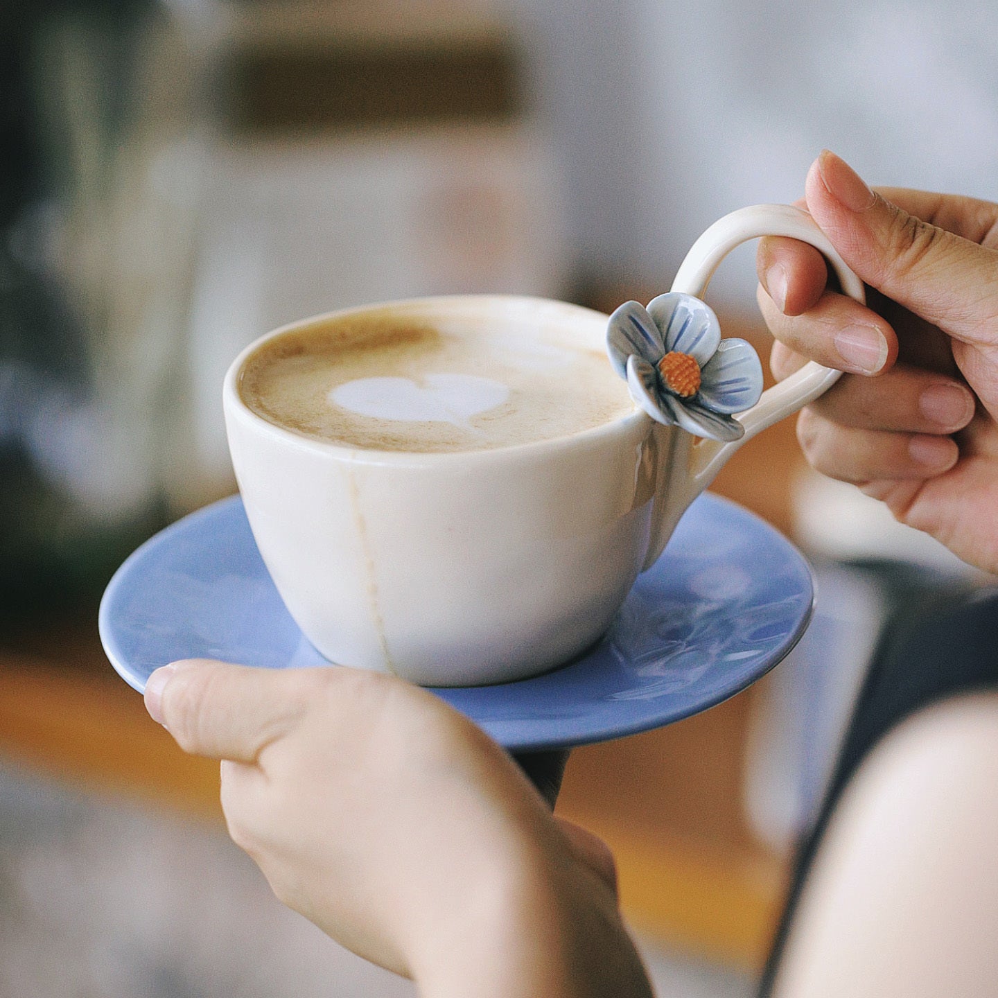 Fresh flower ceramic mugs and saucers