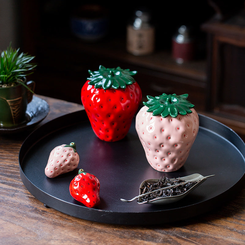 Strawberry ceramic jar