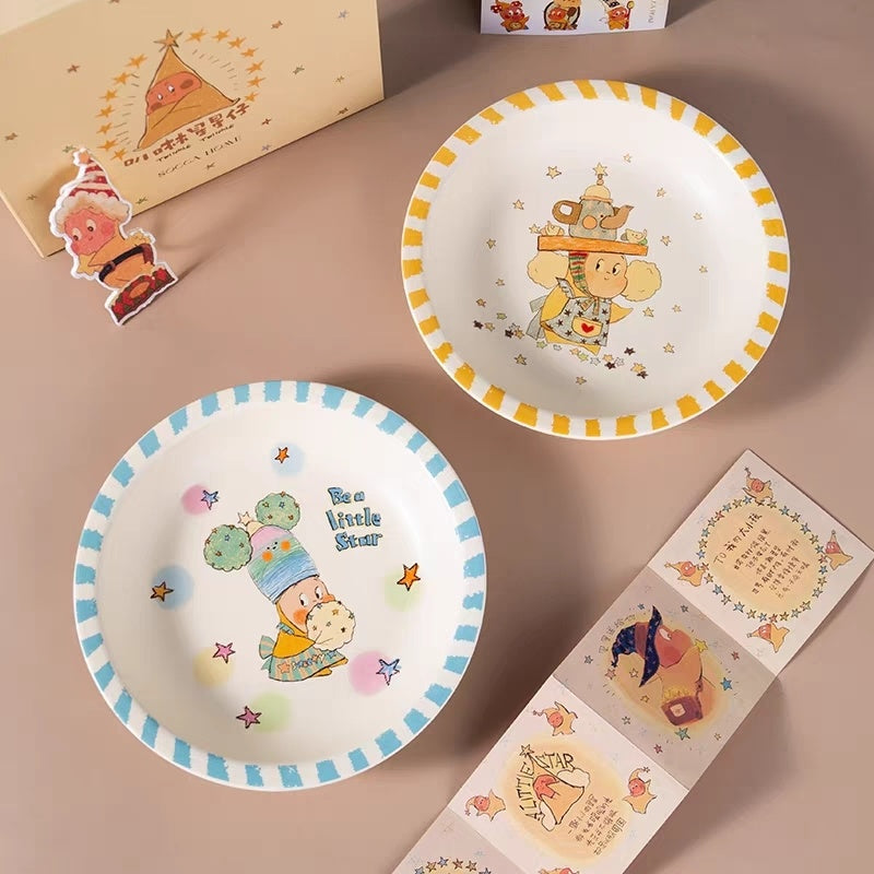 Bake Star Man striped ceramic plate