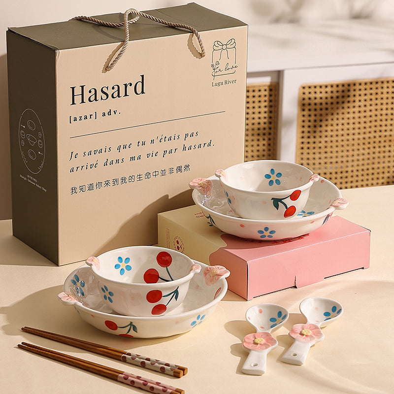 Sakura and cherry ceramic tableware