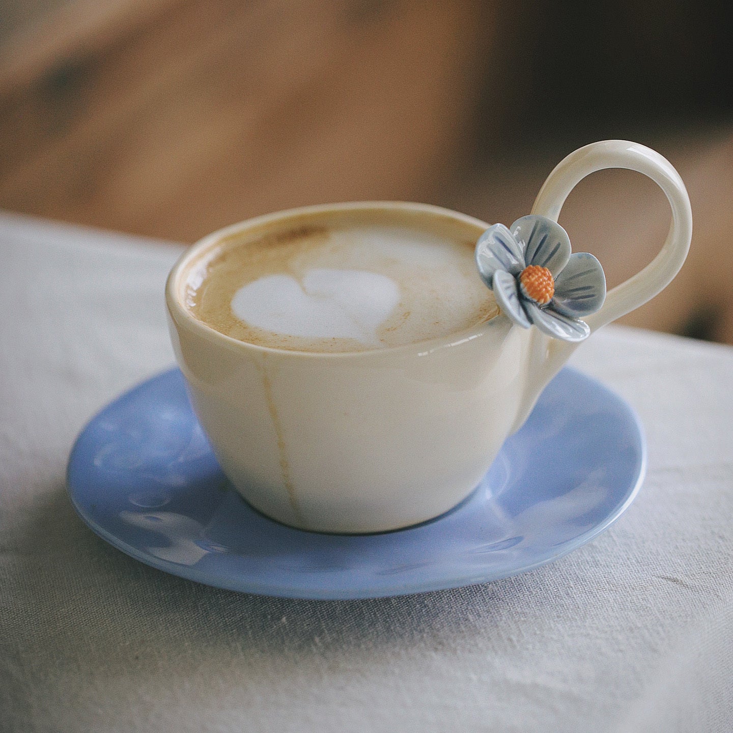 Fresh flower ceramic mugs and saucers