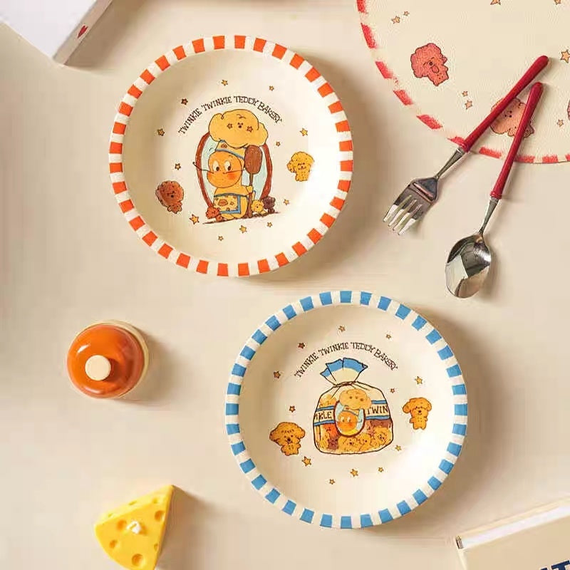 Bake Star Man striped ceramic plate