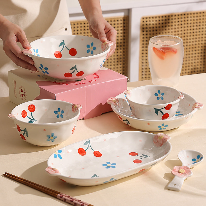 Sakura and cherry ceramic tableware