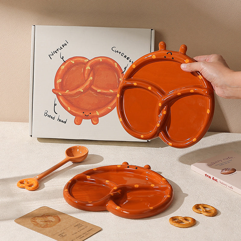 Creative Pretzel bread ceramic partition plate