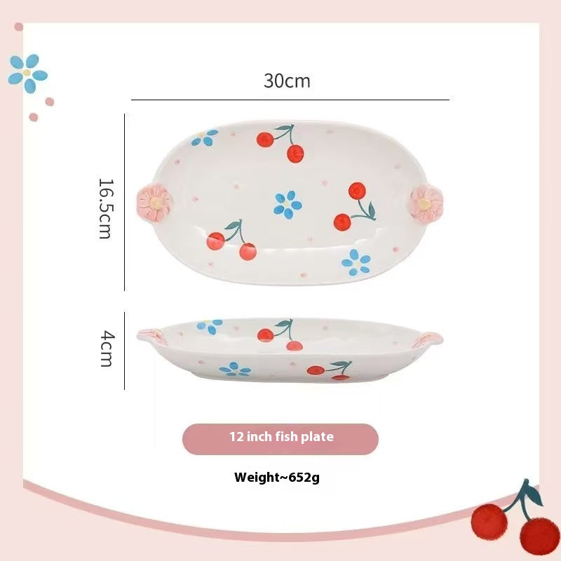 Sakura and cherry ceramic tableware