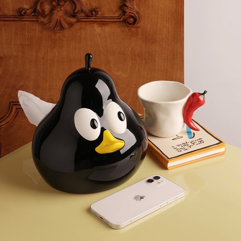 Cute Take Time Duck Pear Ceramic Tissue box
