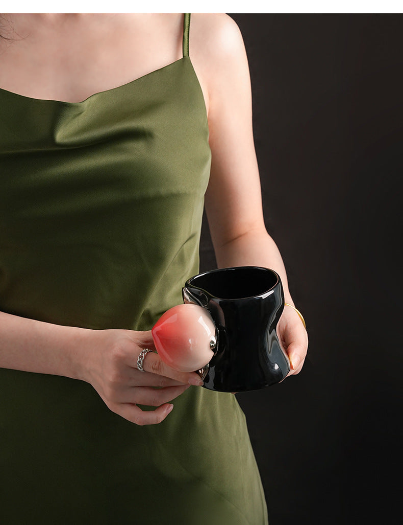Luxury Peach Handle Mug Gift Box Mug Coffee Cup