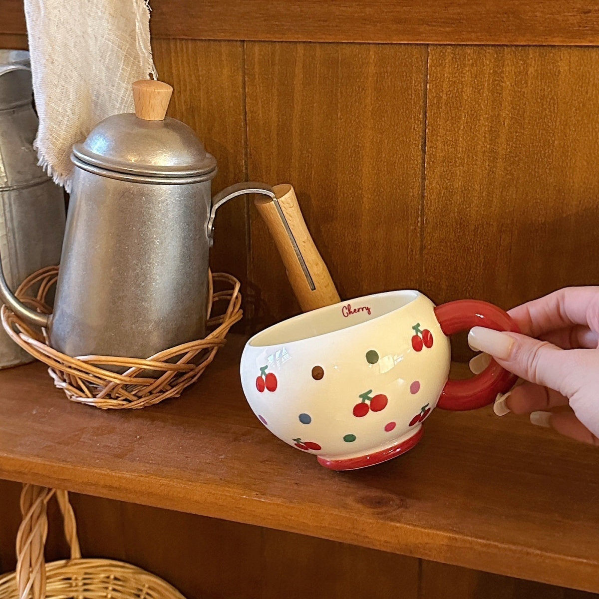 Cherry Plump Cute Round Ceramic Cup