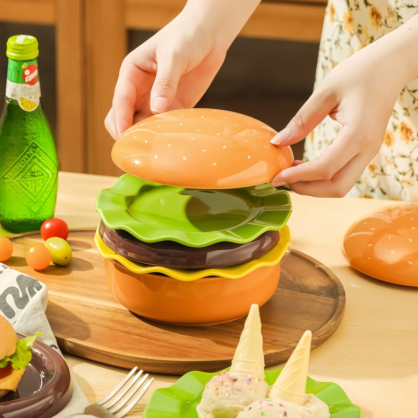 Hamburger ceramic tableware set