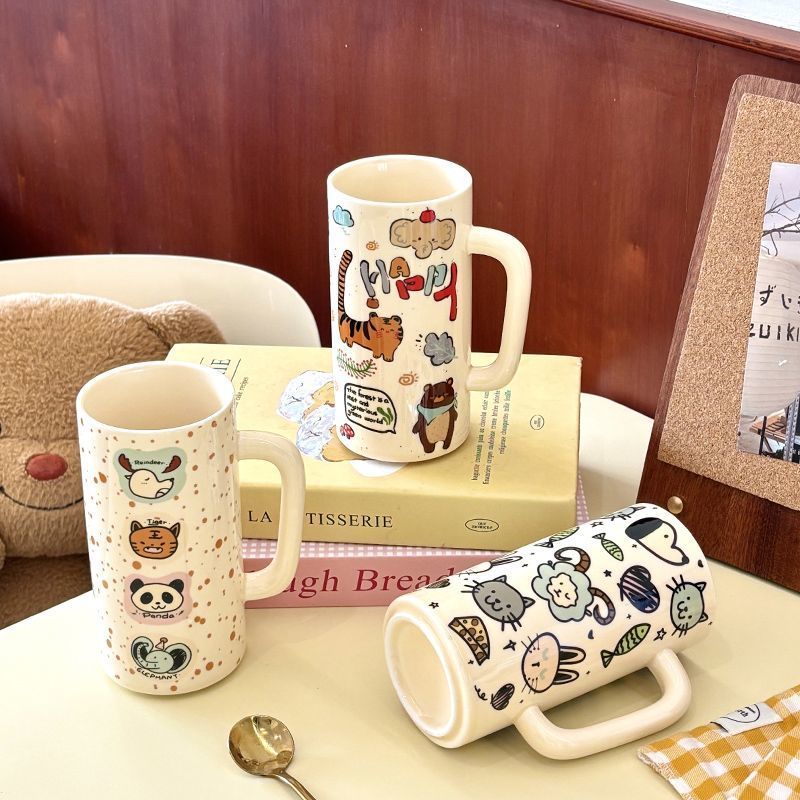 Large-capacity ceramic cups for animal parties