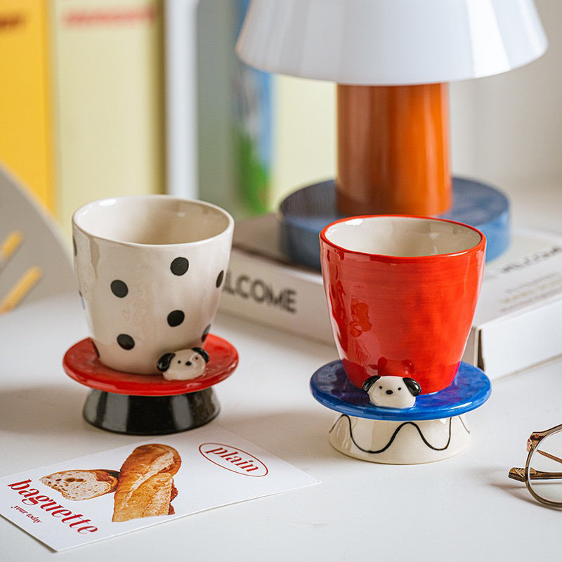 Handmade dopamine puppy ceramic cup