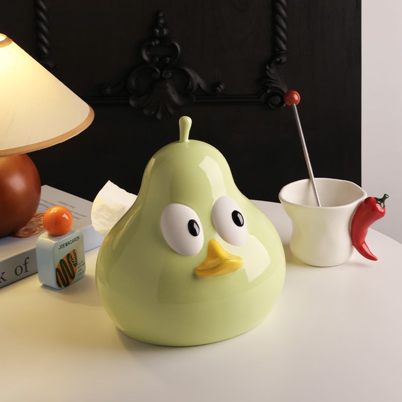 Cute Take Time Duck Pear Ceramic Tissue box