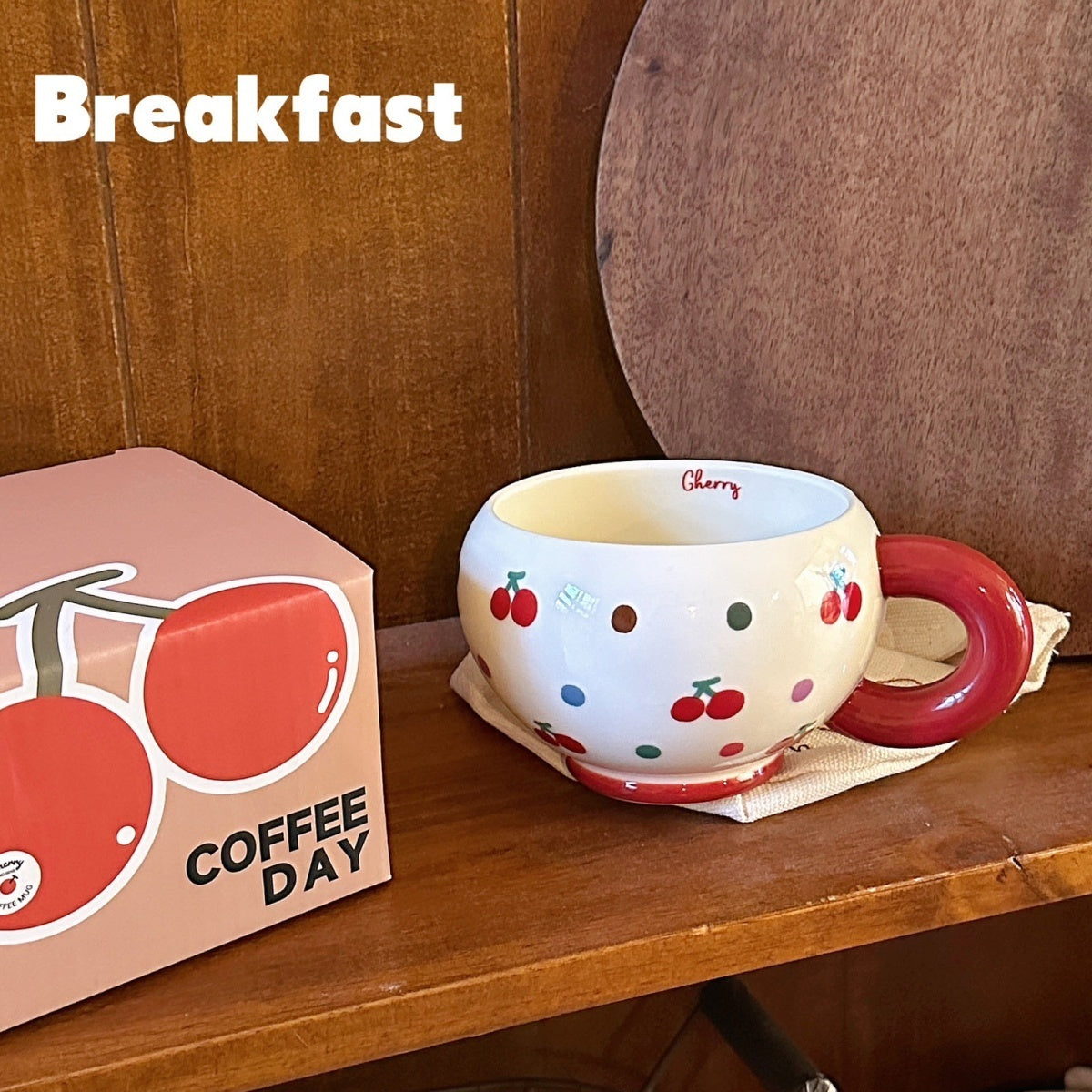 Cherry Plump Cute Round Ceramic Cup