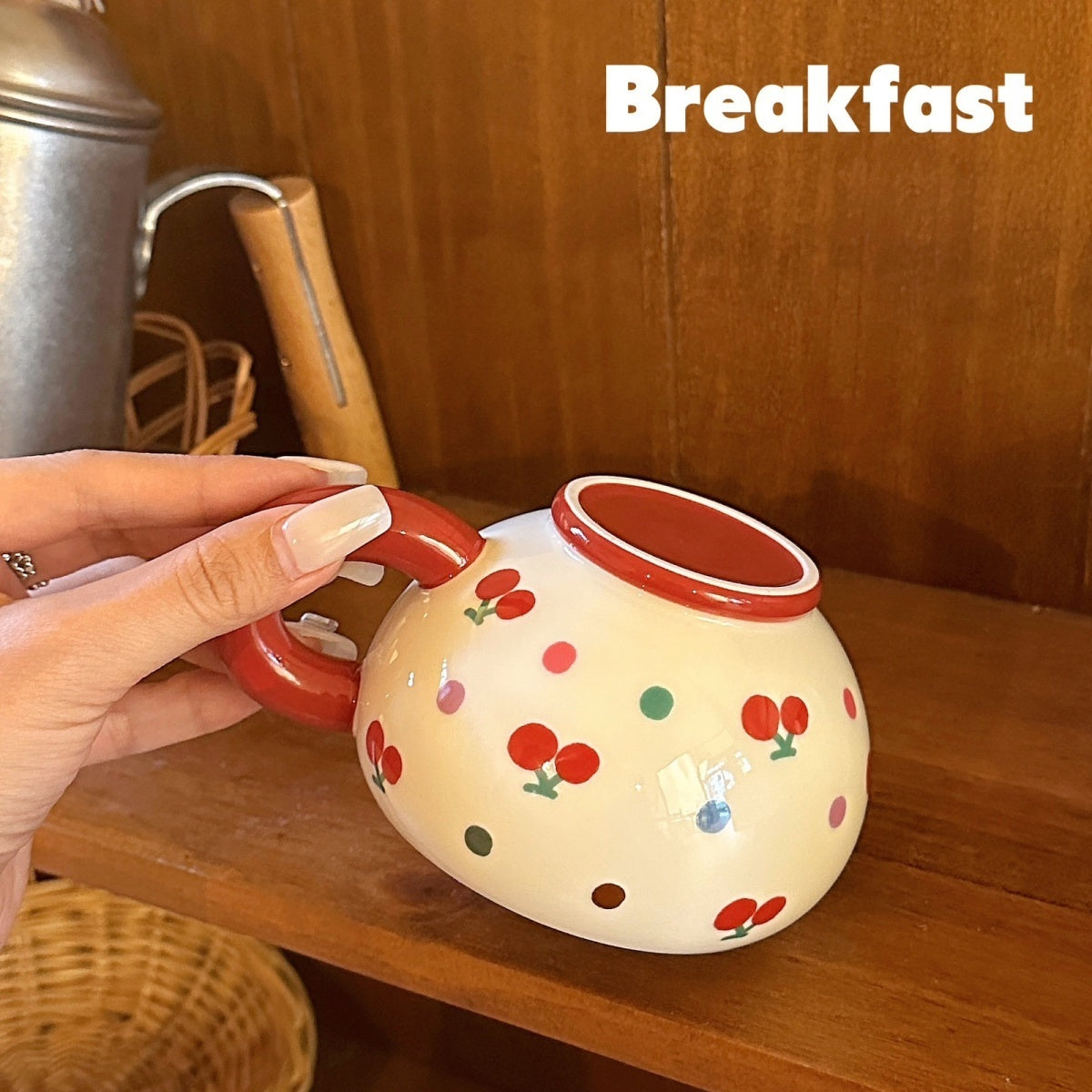 Cherry Plump Cute Round Ceramic Cup