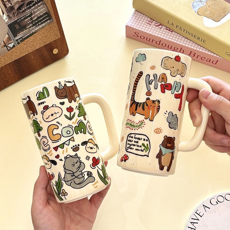 Large-capacity ceramic cups for animal parties