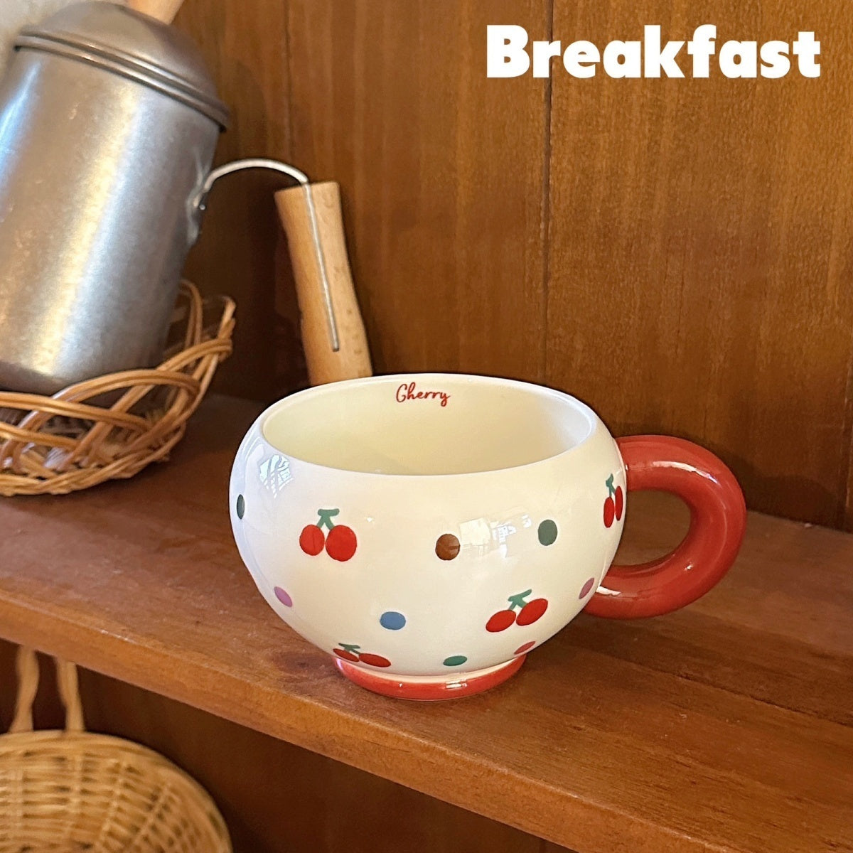 Cherry Plump Cute Round Ceramic Cup
