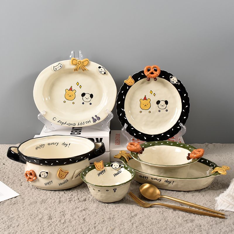 Korean Button Bread Ceramic Tableware