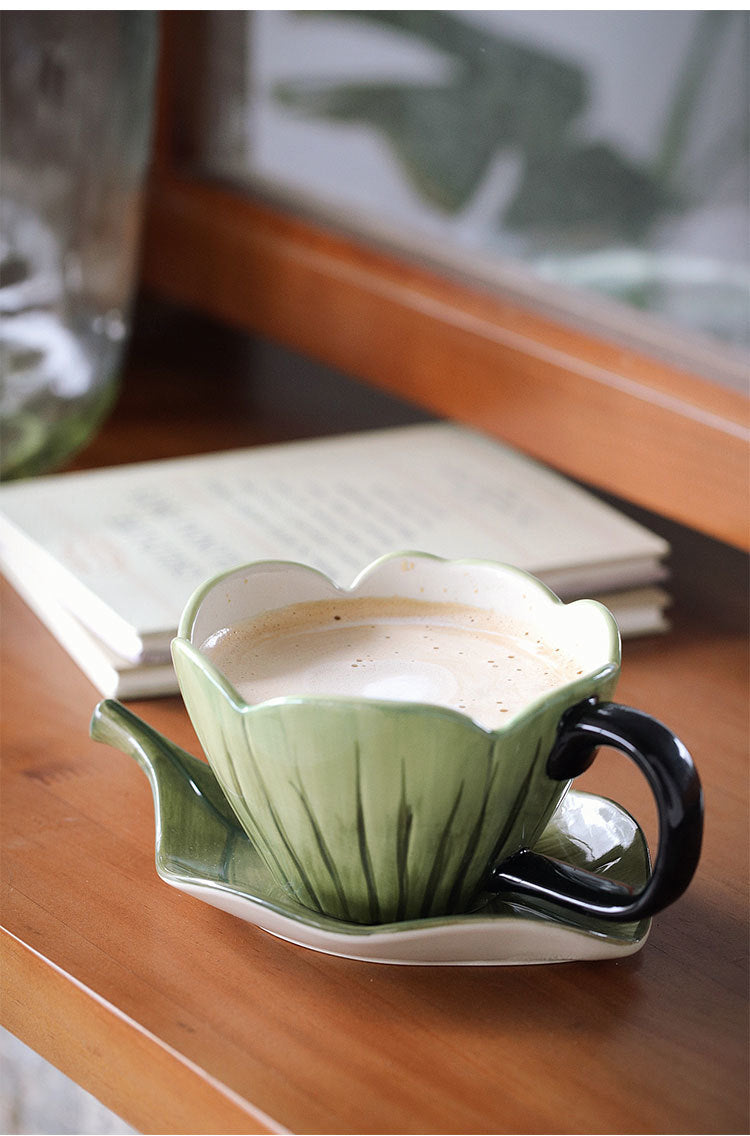 Fresh Lotus Coffee Cup and Saucer Set
