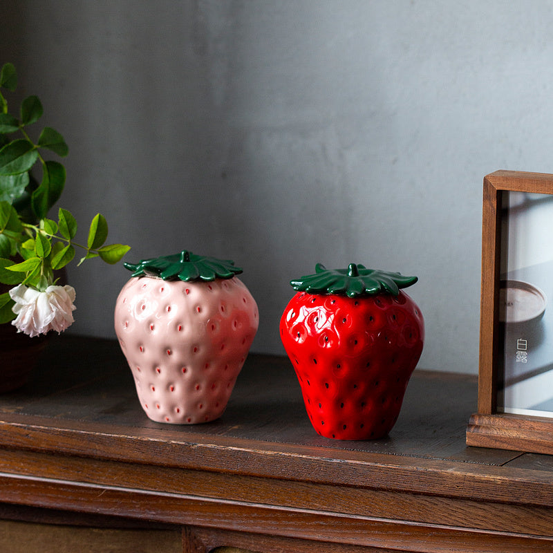 Strawberry ceramic jar
