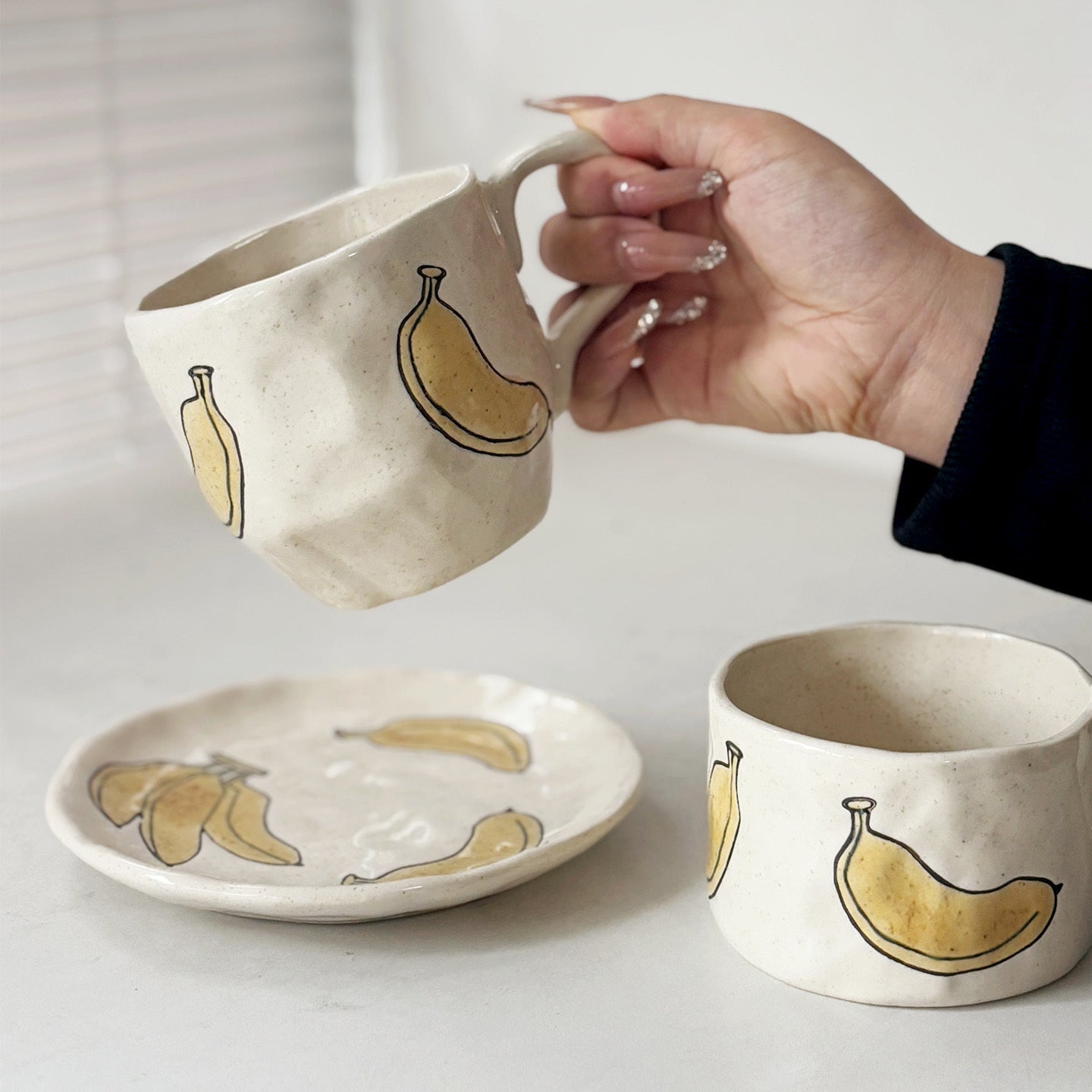 Handmade banana mug plate