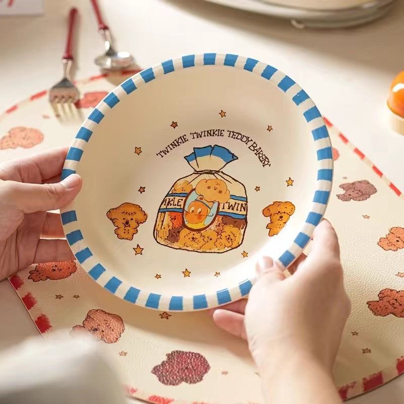 Bake Star Man striped ceramic plate
