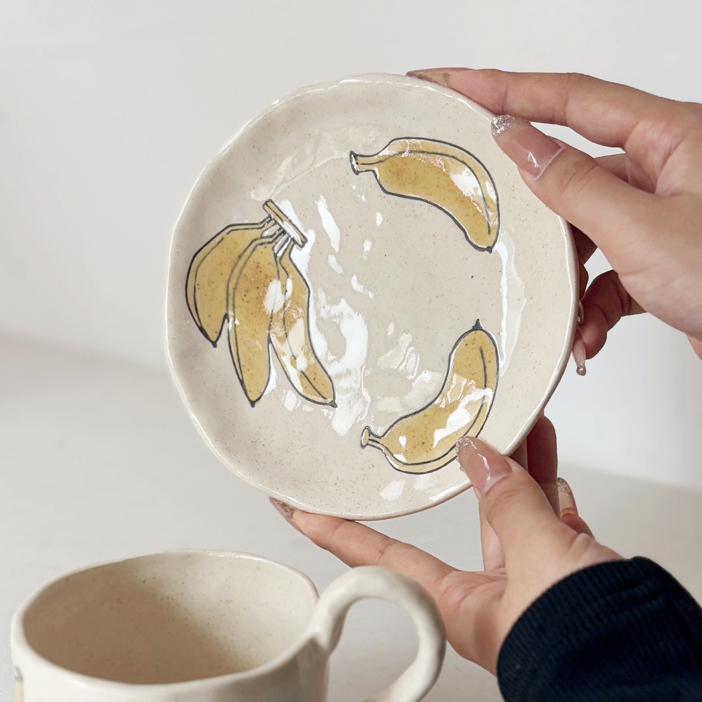 Handmade banana mug plate