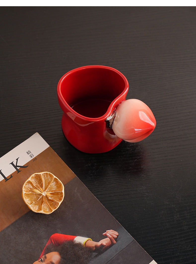 Luxury Peach Handle Mug Gift Box Mug Coffee Cup