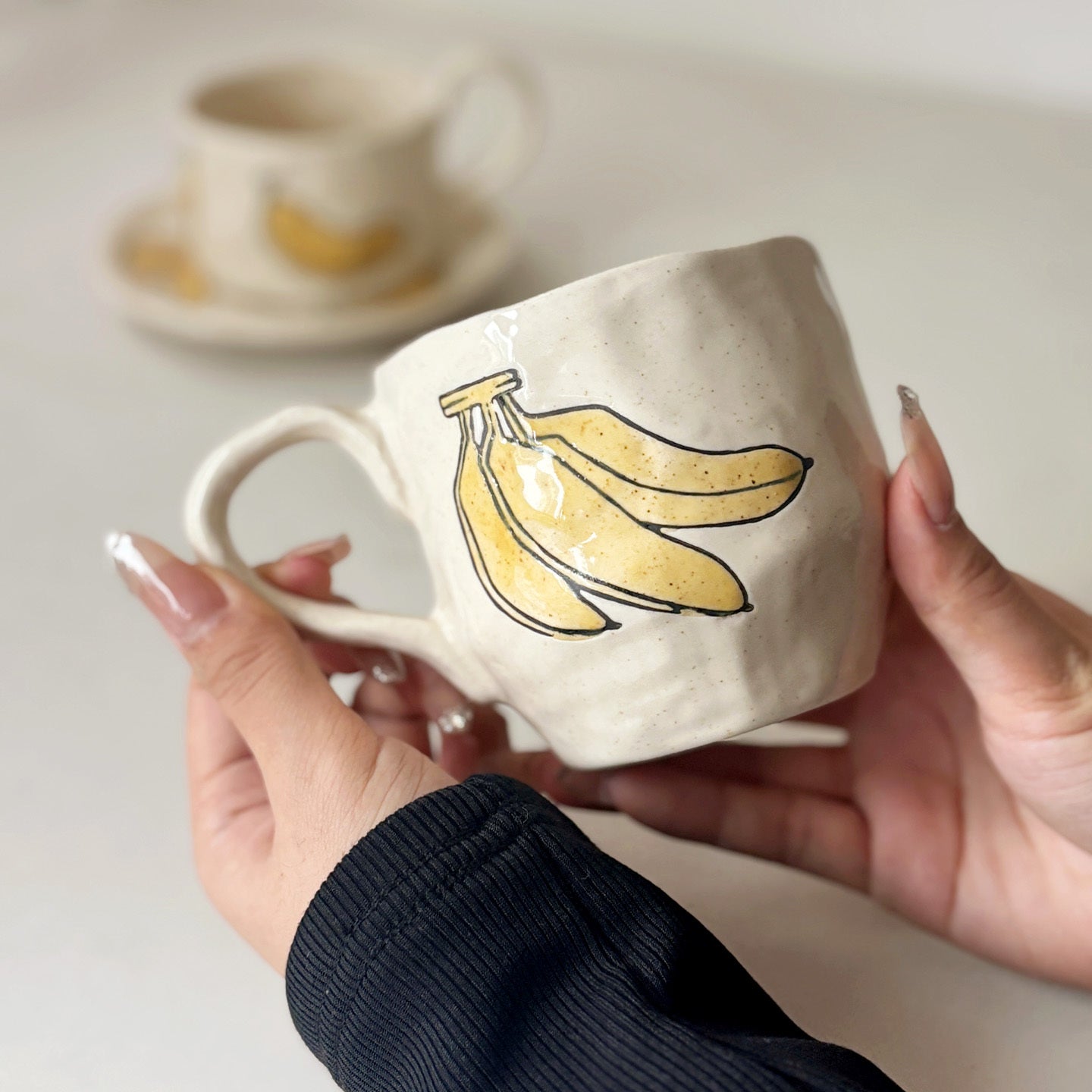 Handmade banana mug plate