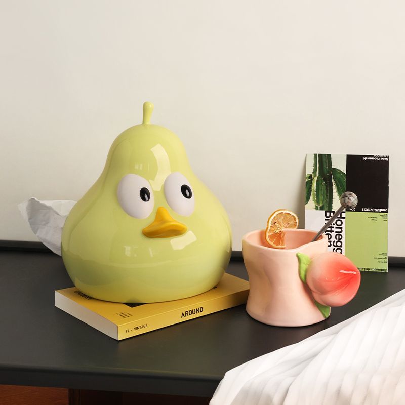 Cute Take Time Duck Pear Ceramic Tissue box