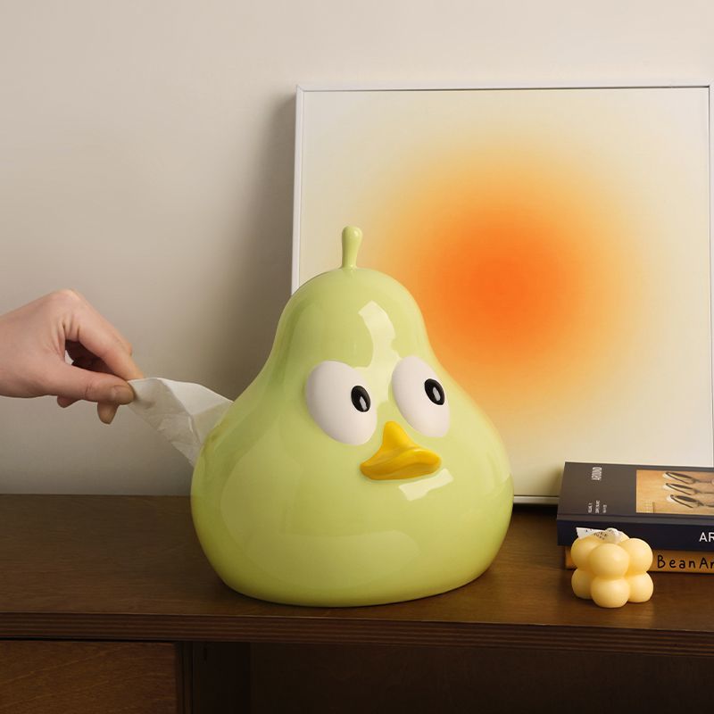 Cute Take Time Duck Pear Ceramic Tissue box