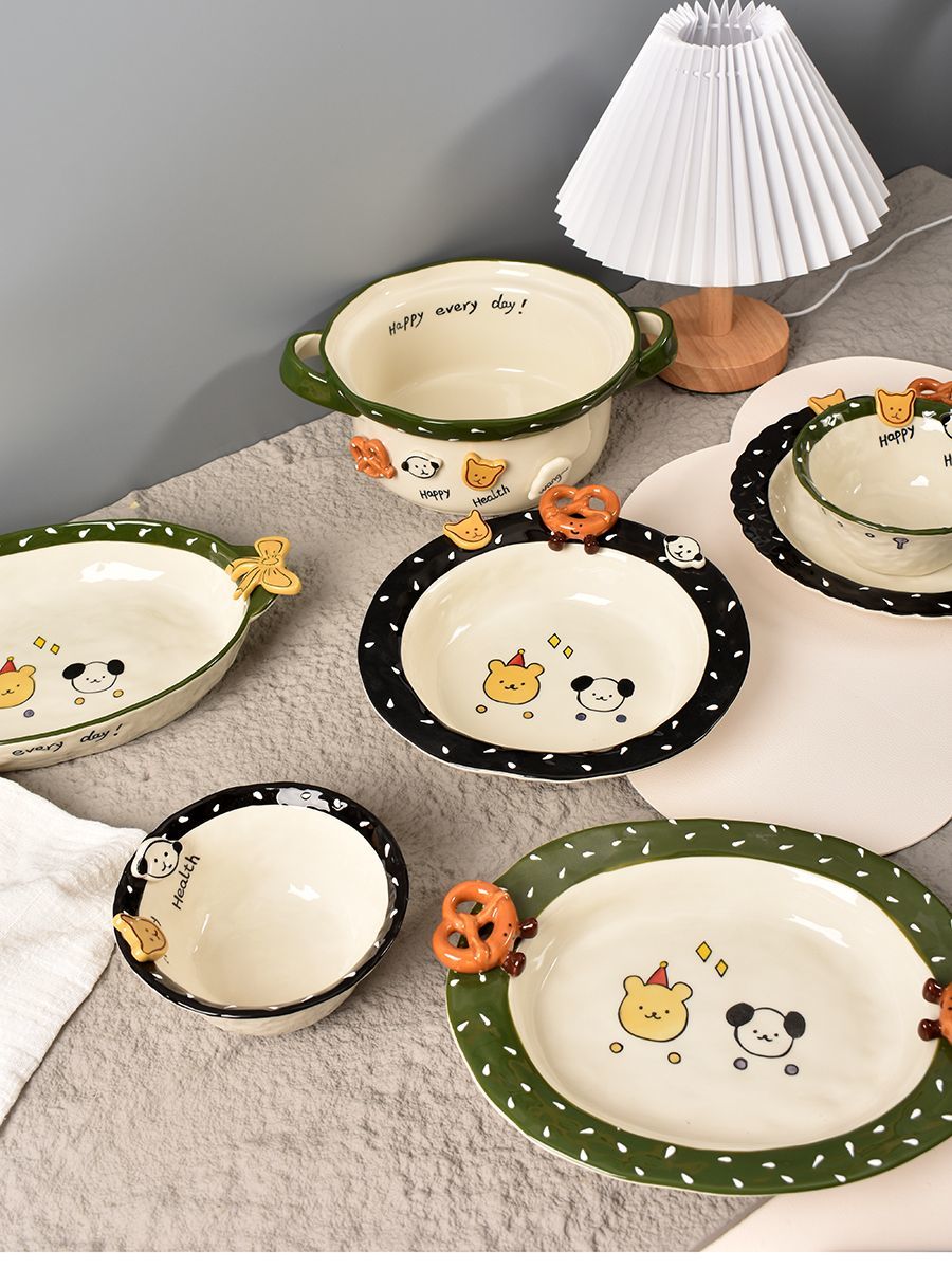 Korean Button Bread Ceramic Tableware