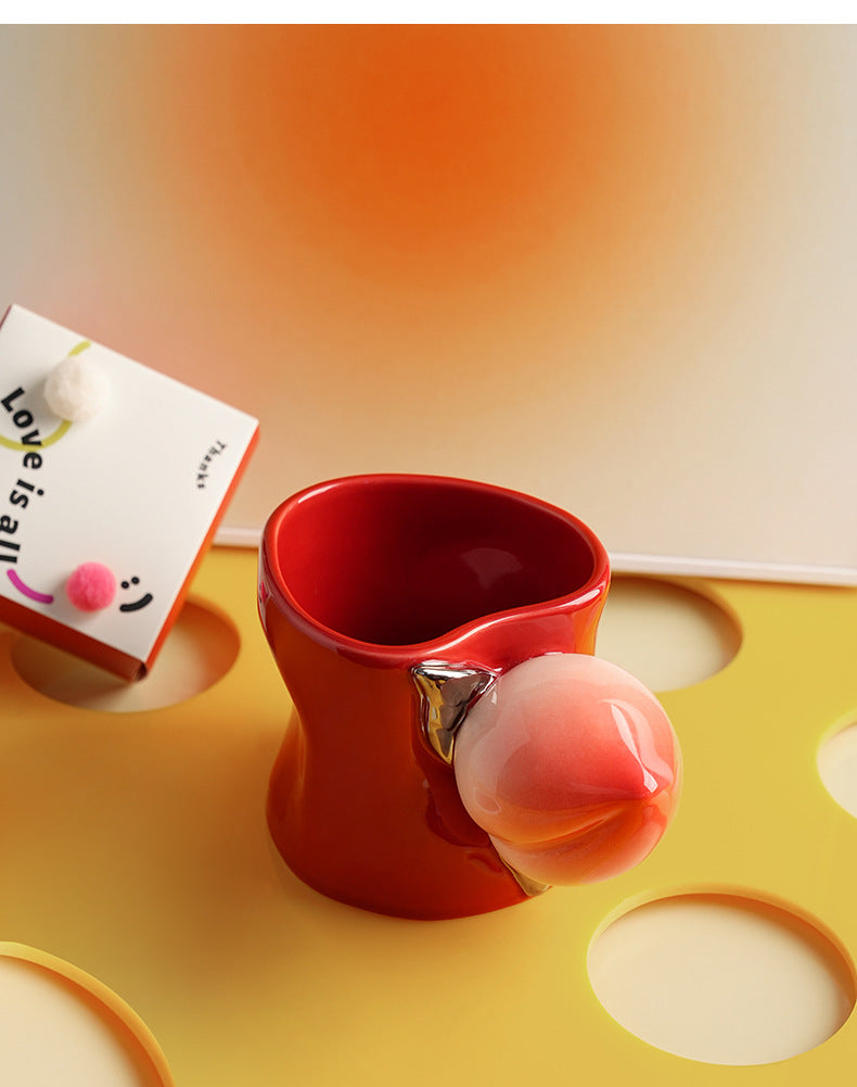 Luxury Peach Handle Mug Gift Box Mug Coffee Cup