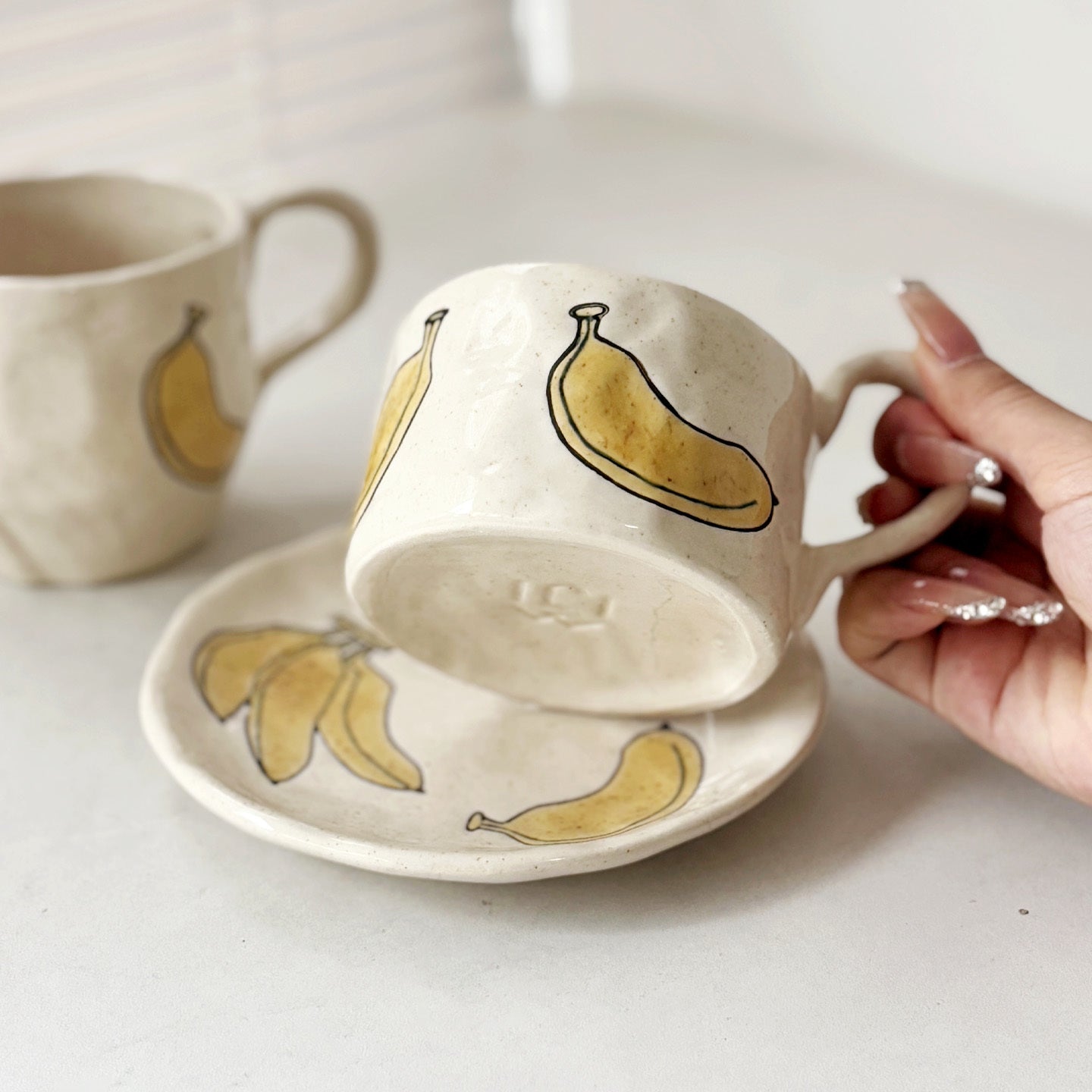 Handmade banana mug plate