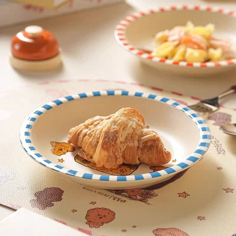 Bake Star Man striped ceramic plate