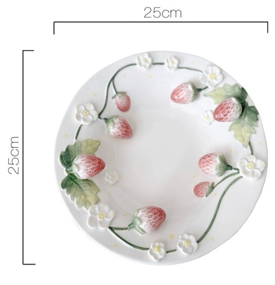 3D strawberry ceramic plate