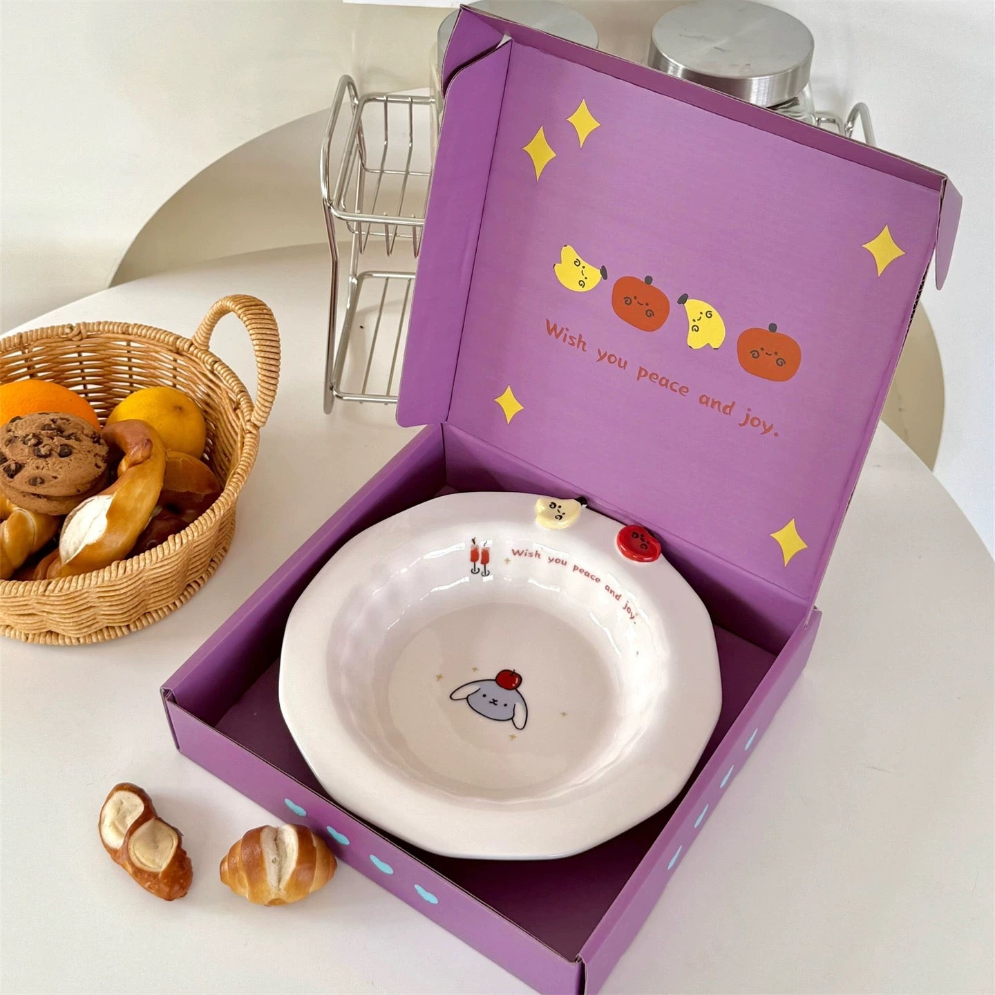Cartoon Rabbit Button Ceramic Tableware