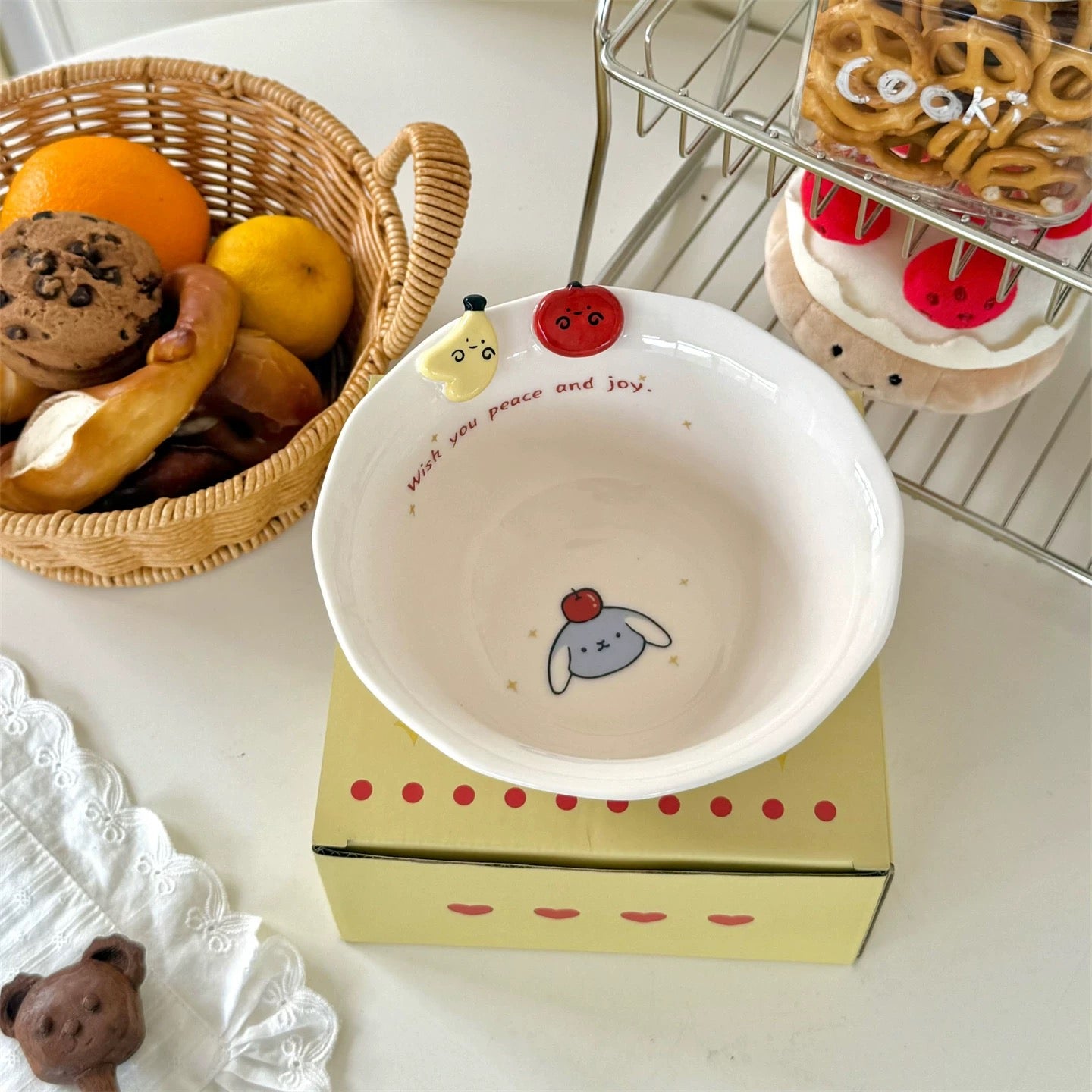 Cartoon Rabbit Button Ceramic Tableware