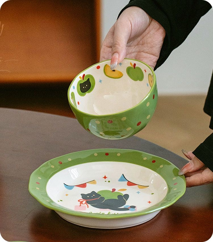 Green Cat Ceramic Tableware