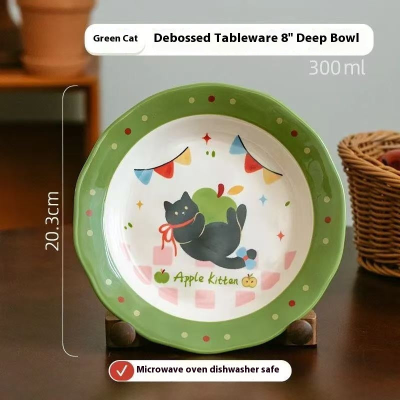 Green Cat Ceramic Tableware