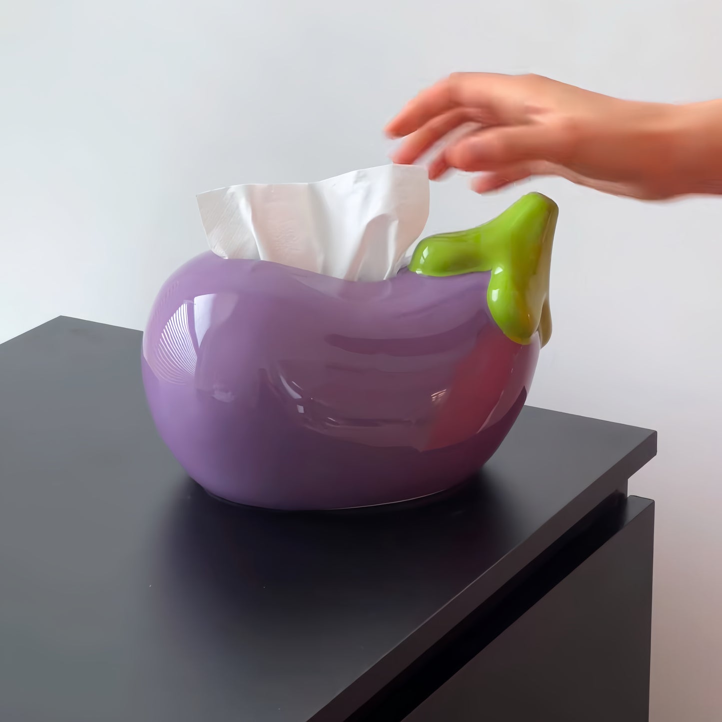 Creative eggplant ceramic tissue box