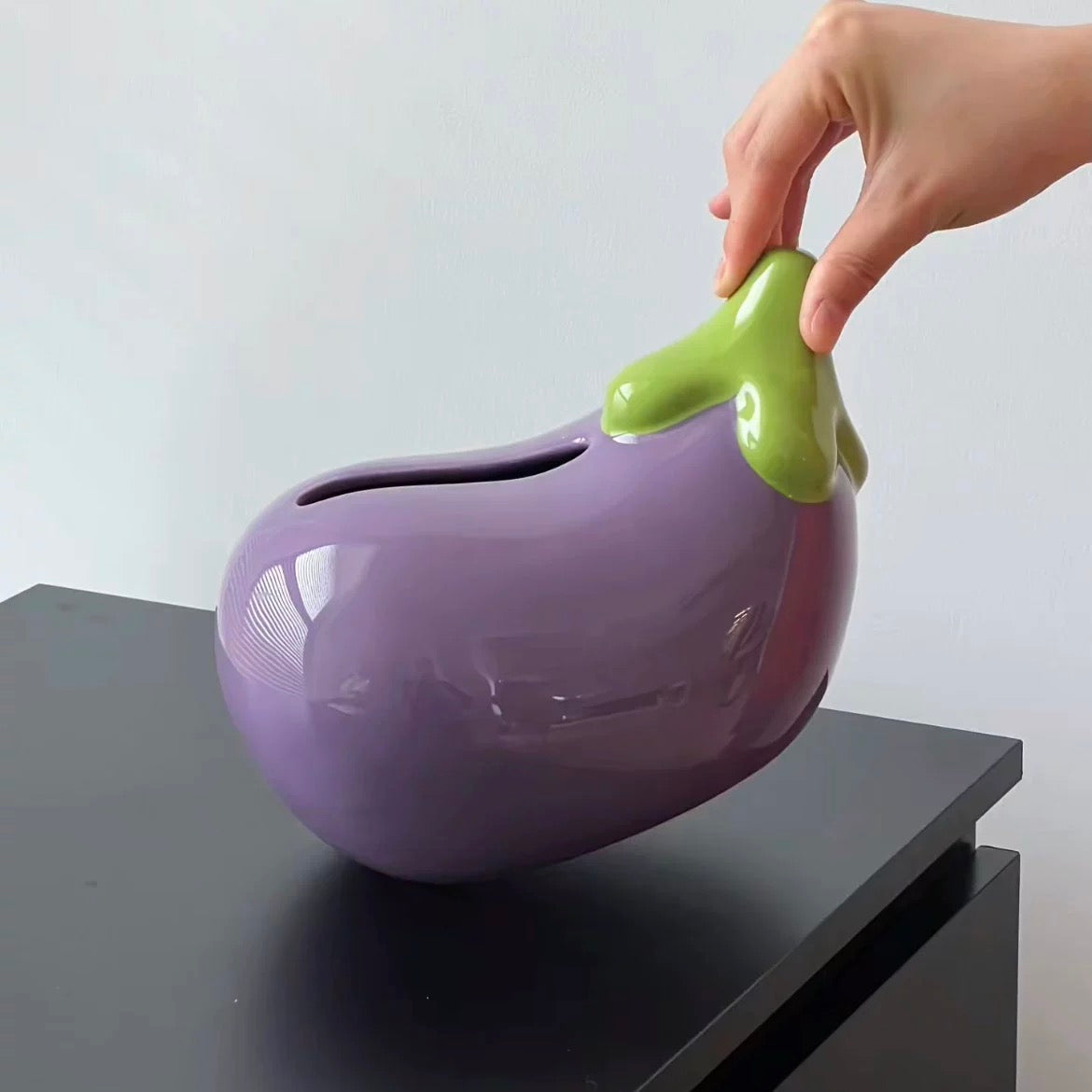 Creative eggplant ceramic tissue box