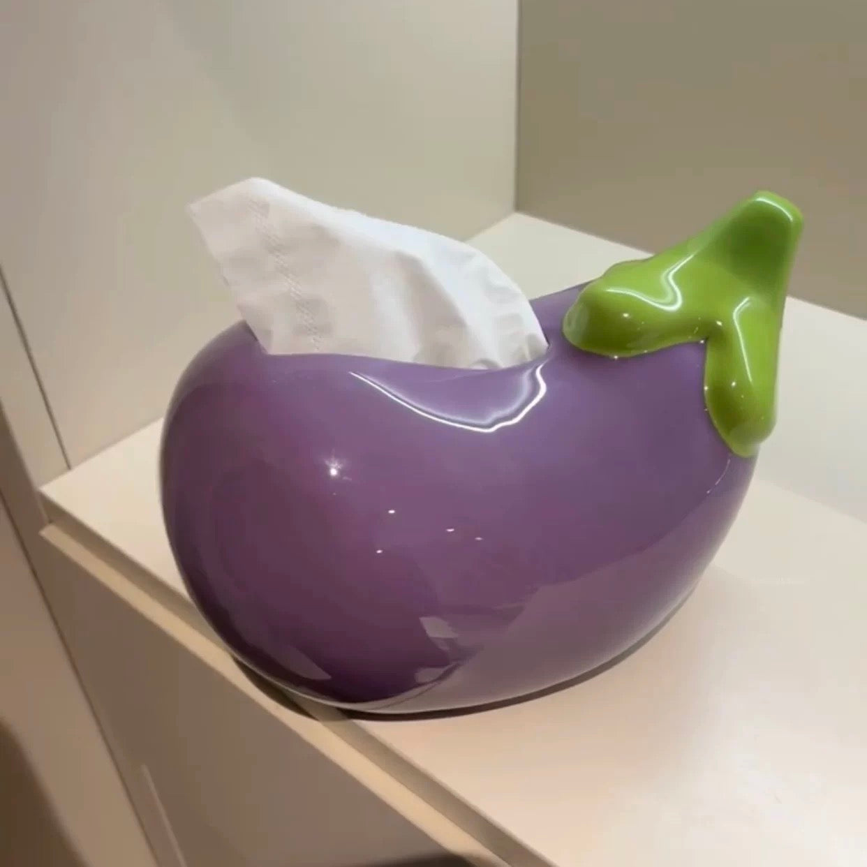 Creative eggplant ceramic tissue box