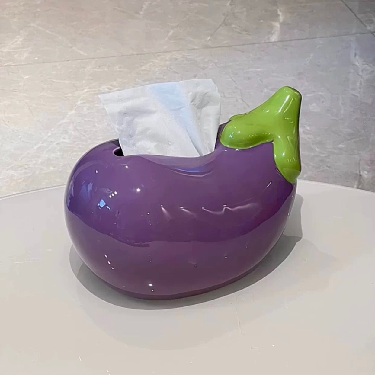 Creative eggplant ceramic tissue box