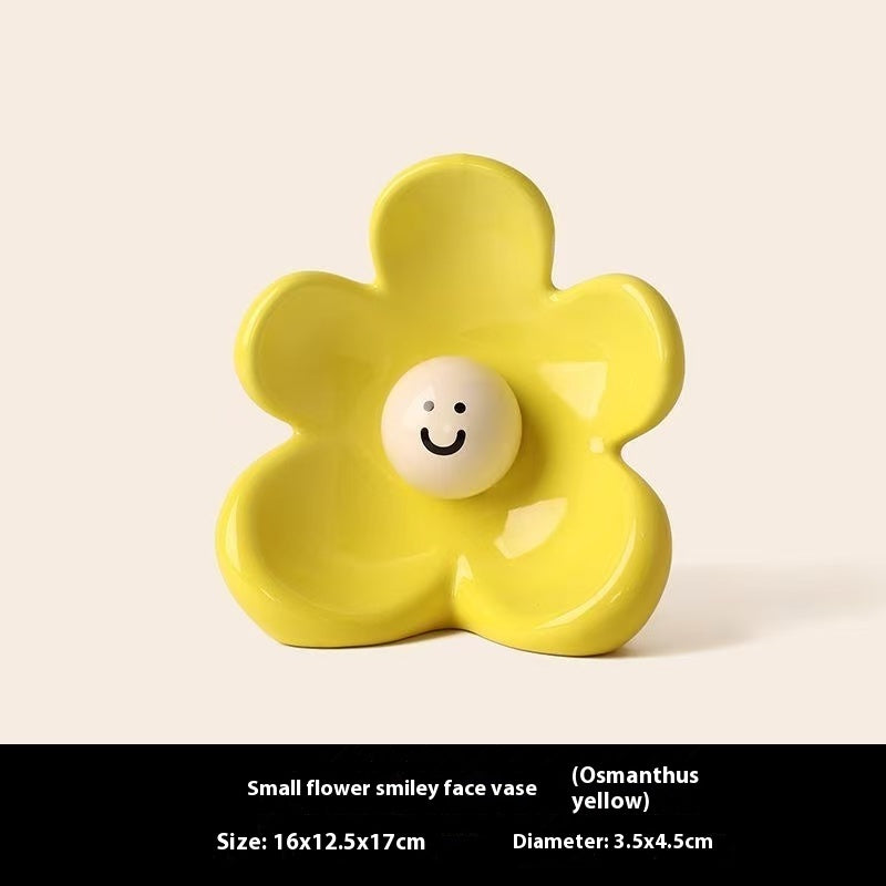 Desktop Flower Smiley Ceramic Vase