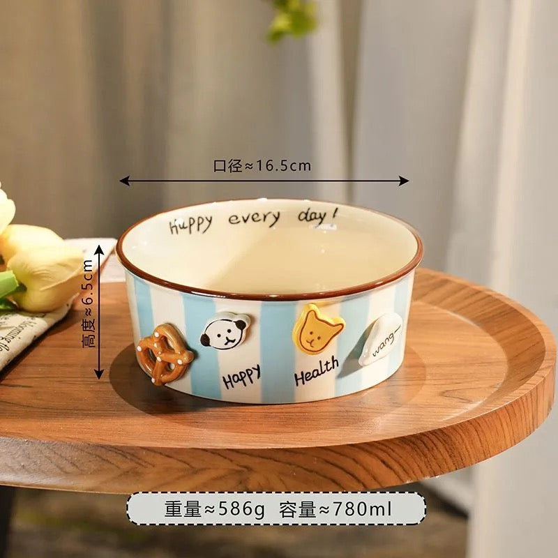 Striped button puppy French fries bowl