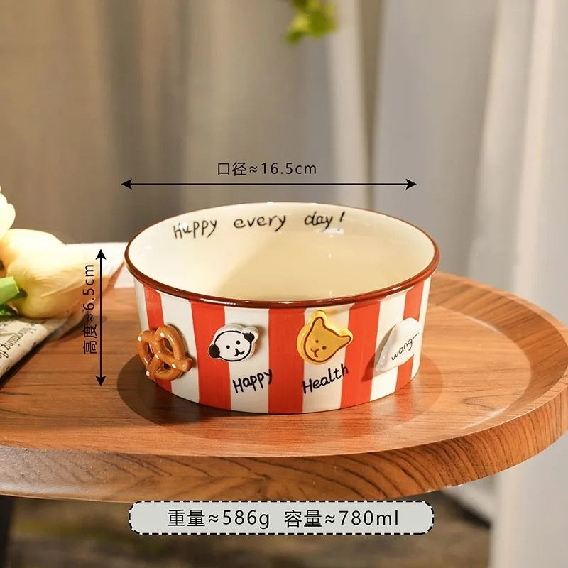 Striped button puppy French fries bowl